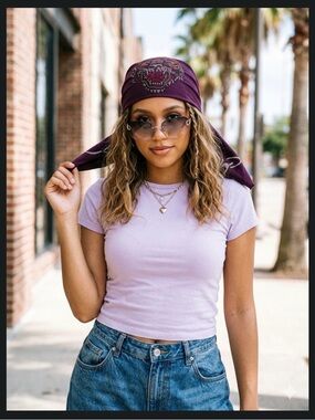 AUTHENTIC Ed Hardy Rhinestone Tiger Scarf - DEEP PURPLE Y2K GRAIL